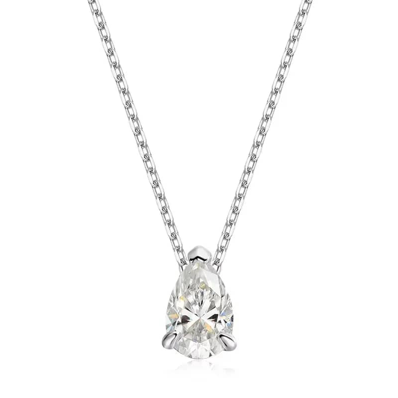 The Celestial Tear Pendant – 1.0 to 4.0 Carat Pear-Cut Moissanite in 18K White Gold Finished Silver - Thumbnail 7