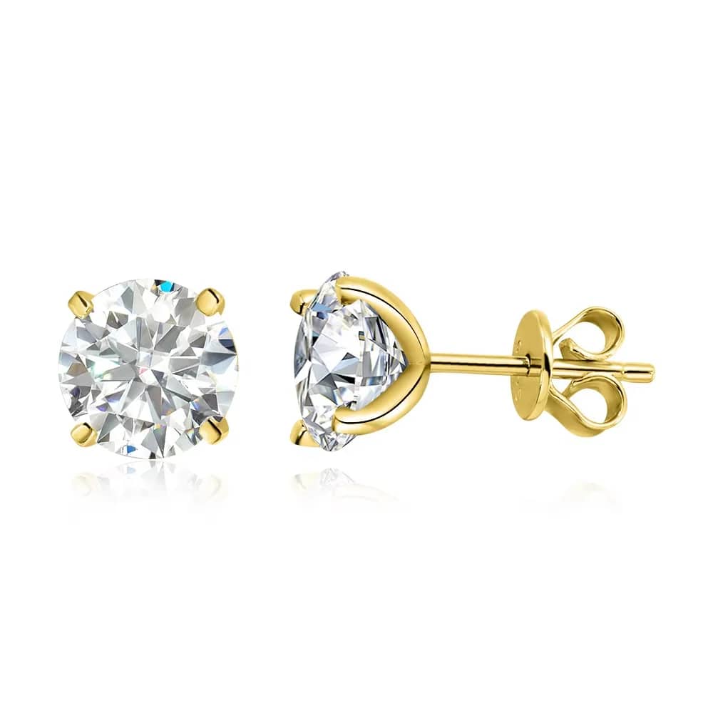The Radiant Duo Studs – 0.4ctw to 6.0ctw Round Brilliant Moissanite in 18K Rose Gold Finished Silver - Thumbnail 6