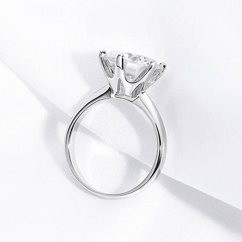 The Eternal Promise Solitaire – 0.5 to 10 Carat Brilliant Round Moissanite in Platinum-Plated Sterling Silver - Thumbnail 7