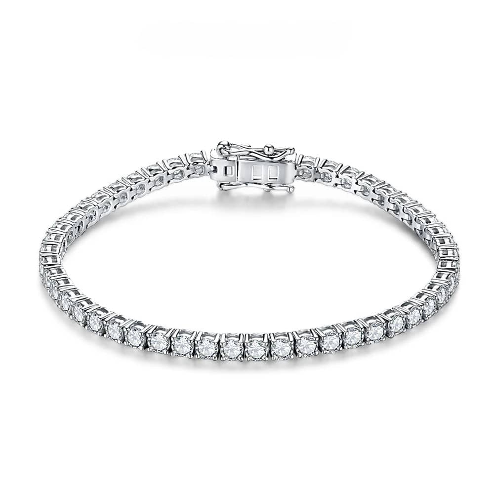 The Infinity Stream Tennis Bracelet – 4.0mm to 5.0mm Brilliant Round Moissanite in Rhodium-Finished Sterling Silver - Thumbnail 10