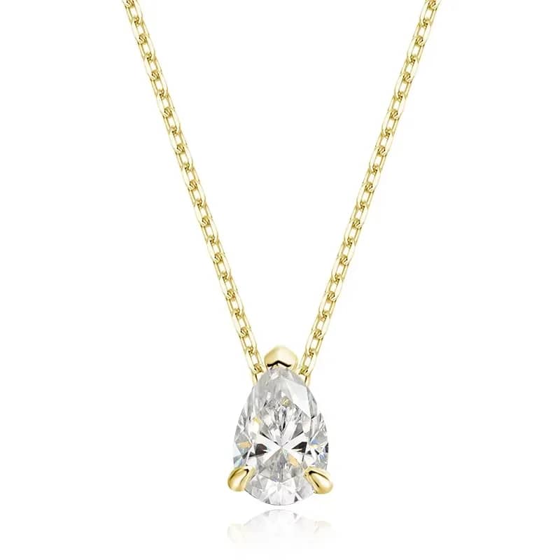 The Celestial Tear Pendant – 1.0 to 4.0 Carat Pear-Cut Moissanite in 18K White Gold Finished Silver - Thumbnail 6