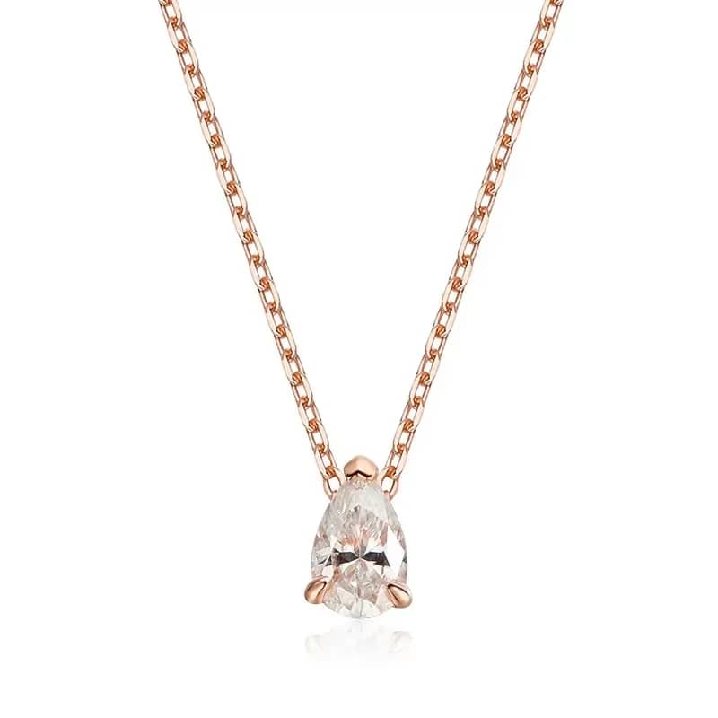 The Celestial Tear Pendant – 1.0 to 4.0 Carat Pear-Cut Moissanite in 18K White Gold Finished Silver - Thumbnail 5