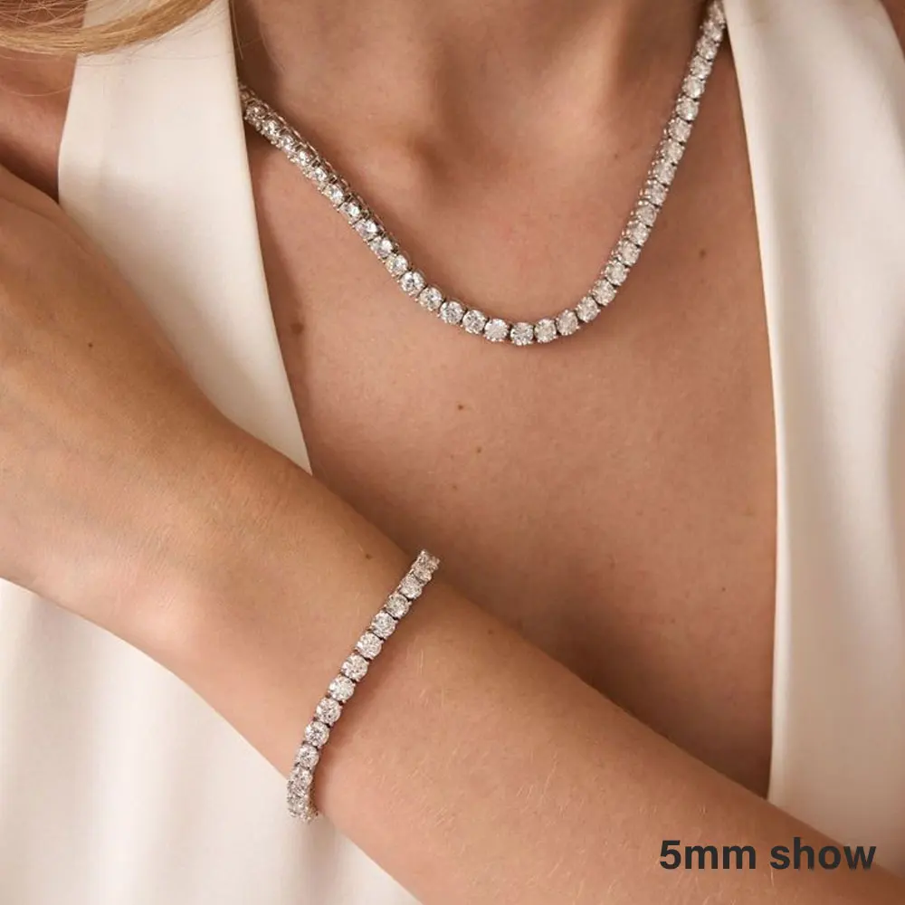 The Infinity Stream Tennis Necklace | D Color VVS1 Moissanite in S925 Silver - Thumbnail 4