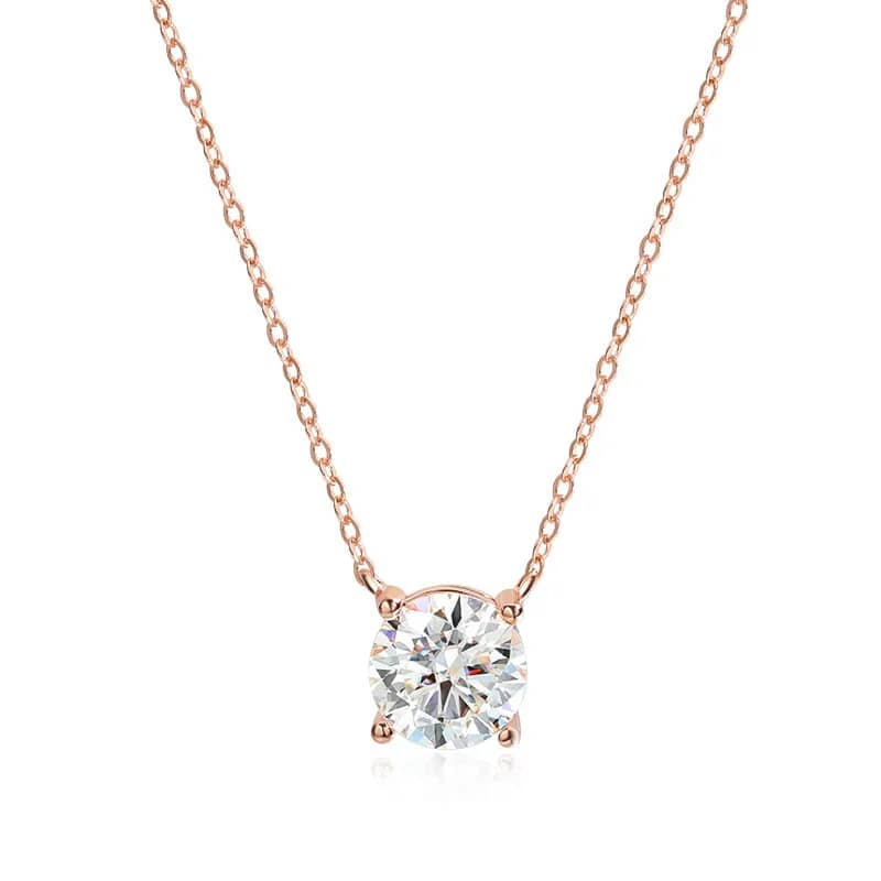 Eternal Solitaire Moissanite Pendant 1.0 to 5.0 Carat D-Color Brilliant Cut in 18K Rose Gold Finished Sterling Silver - Thumbnail 10