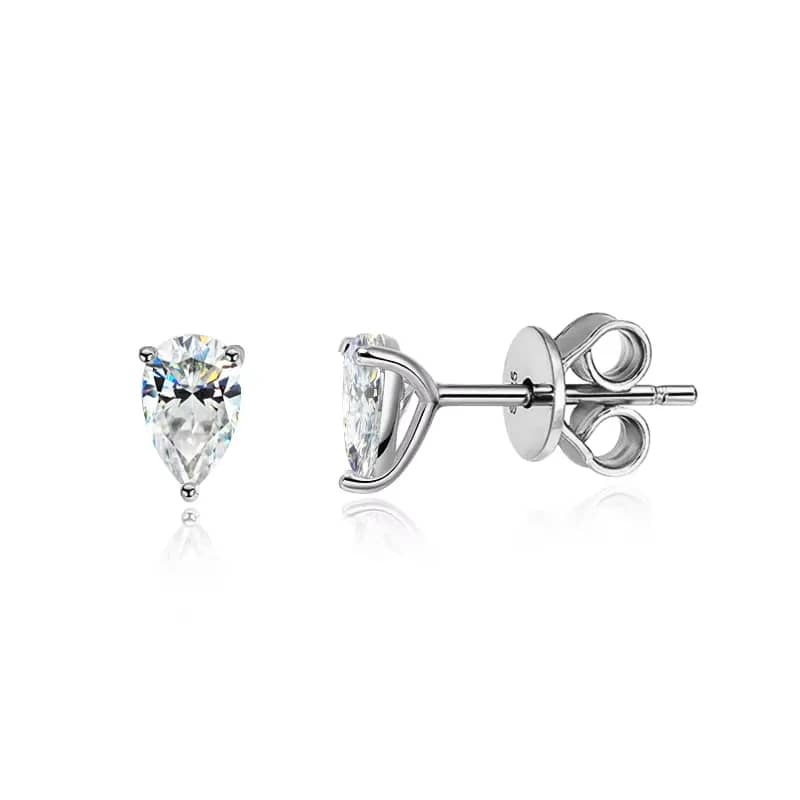 Teardrop Radiance | Pear-Cut VVS1 Moissanite Studs in S925 Silver - Thumbnail 4