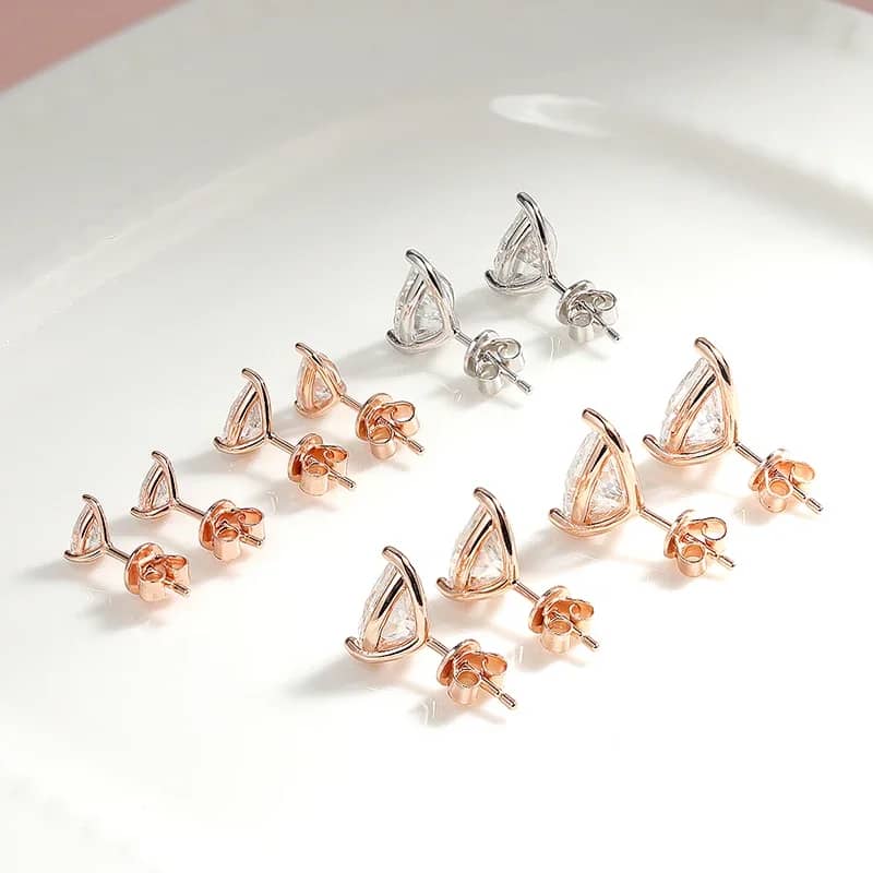 Teardrop Radiance | Pear-Cut VVS1 Moissanite Studs in S925 Silver - Thumbnail 6