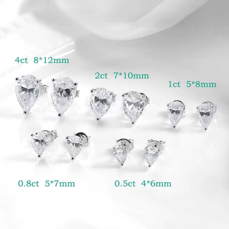 Teardrop Radiance | Pear-Cut VVS1 Moissanite Studs in S925 Silver - Thumbnail 7