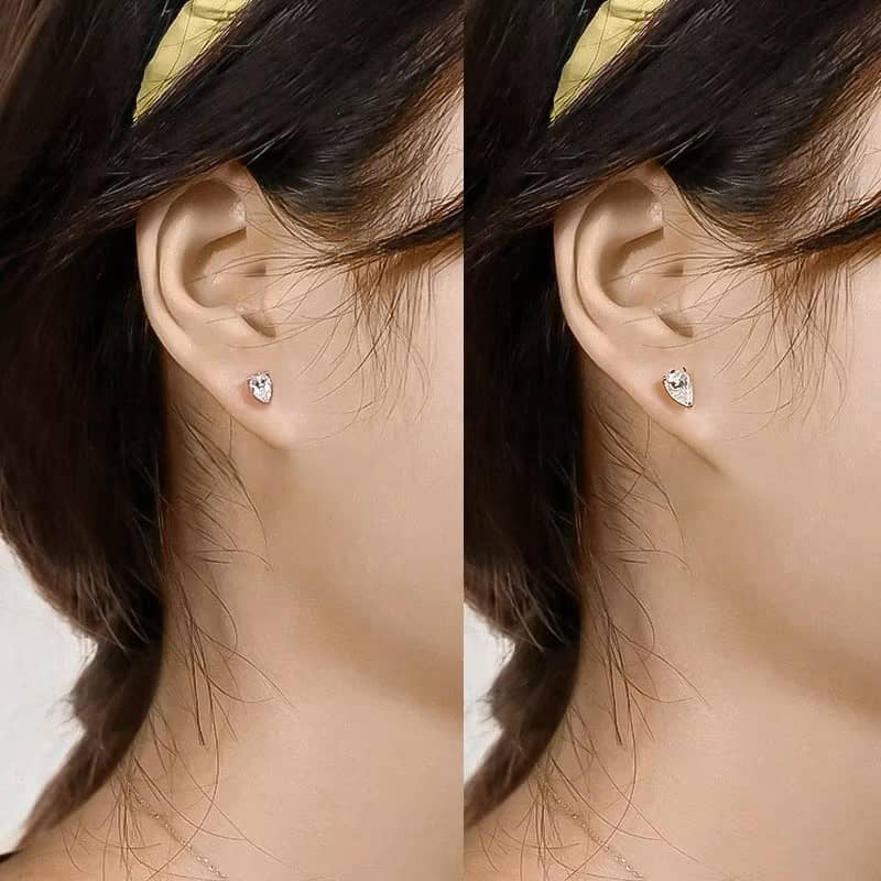 Teardrop Radiance | Pear-Cut VVS1 Moissanite Studs in S925 Silver - Thumbnail 9