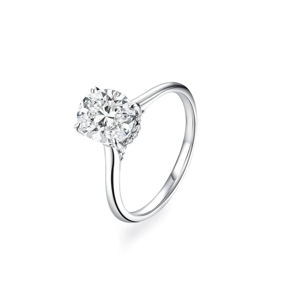 Radiant Heritage Oval Moissanite Ring 2.0 Carat D-Color VVS1 Clarity in Genuine S925 Sterling Silver - Thumbnail 6