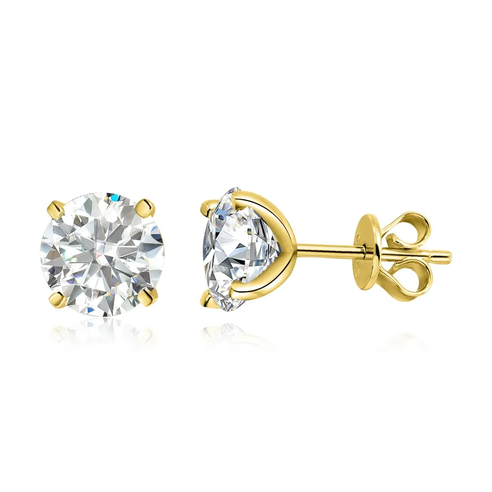 The Radiant Duo Studs – 0.4ctw to 6.0ctw Round Brilliant Moissanite in 18K Rose Gold Finished Silver - Thumbnail 6
