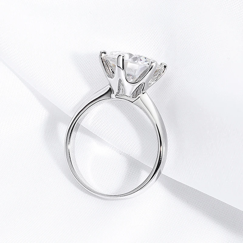 The Eternal Promise Solitaire – 0.5 to 10 Carat Brilliant Round Moissanite in Platinum-Plated Sterling Silver - Thumbnail 7