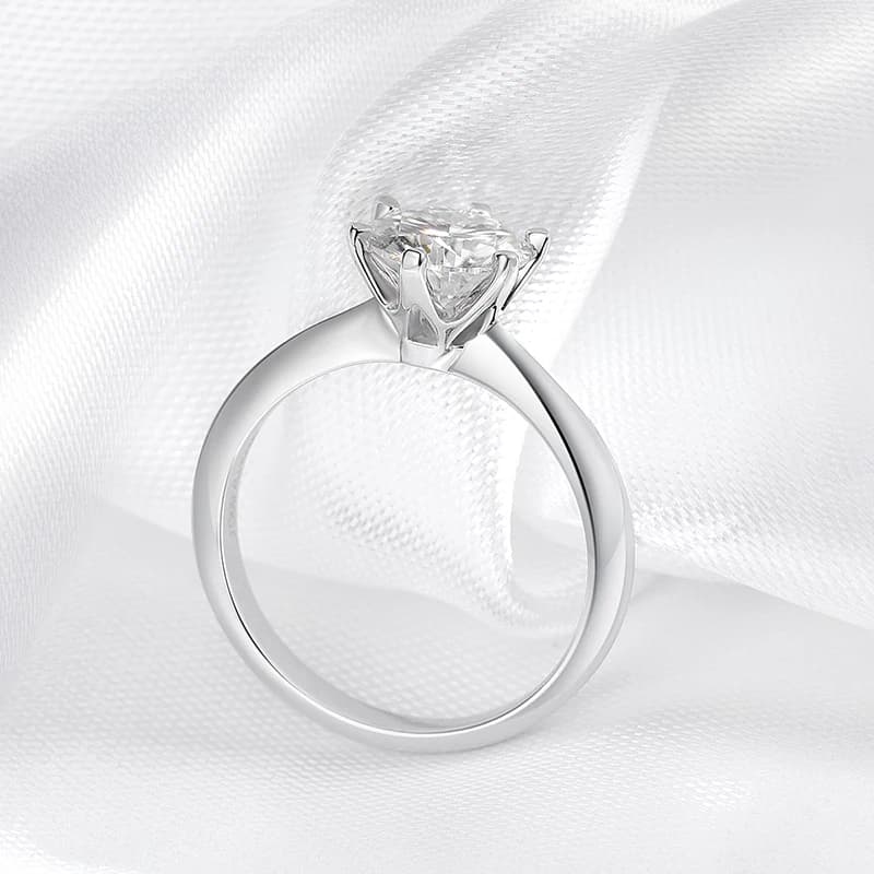 The Eternal Promise Solitaire – 0.5 to 10 Carat Brilliant Round Moissanite in Platinum-Plated Sterling Silver - Image 1