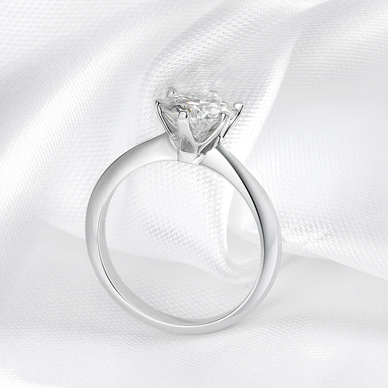 The Eternal Promise Solitaire – 0.5 to 10 Carat Brilliant Round Moissanite in Platinum-Plated Sterling Silver