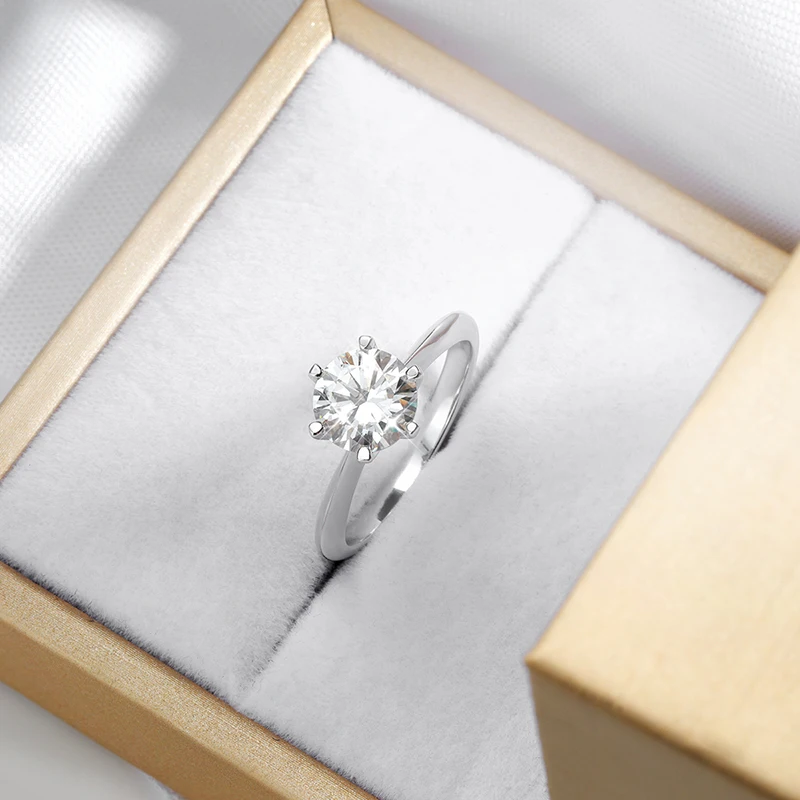 The Eternal Promise Solitaire – 0.5 to 10 Carat Brilliant Round Moissanite in Platinum-Plated Sterling Silver - Thumbnail 6