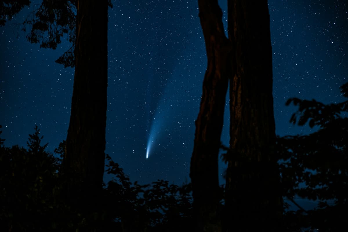 Falling star meteor over desert horizon