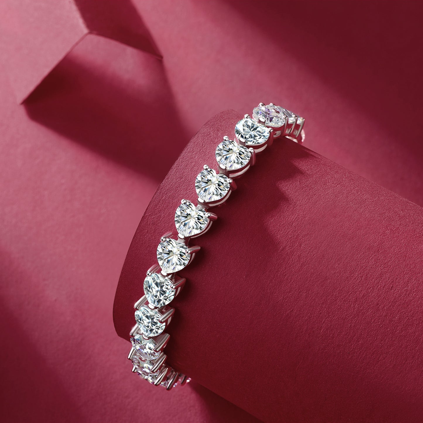 Eternal Radiance 24 Carat Moissanite Heart Silver Bracelet