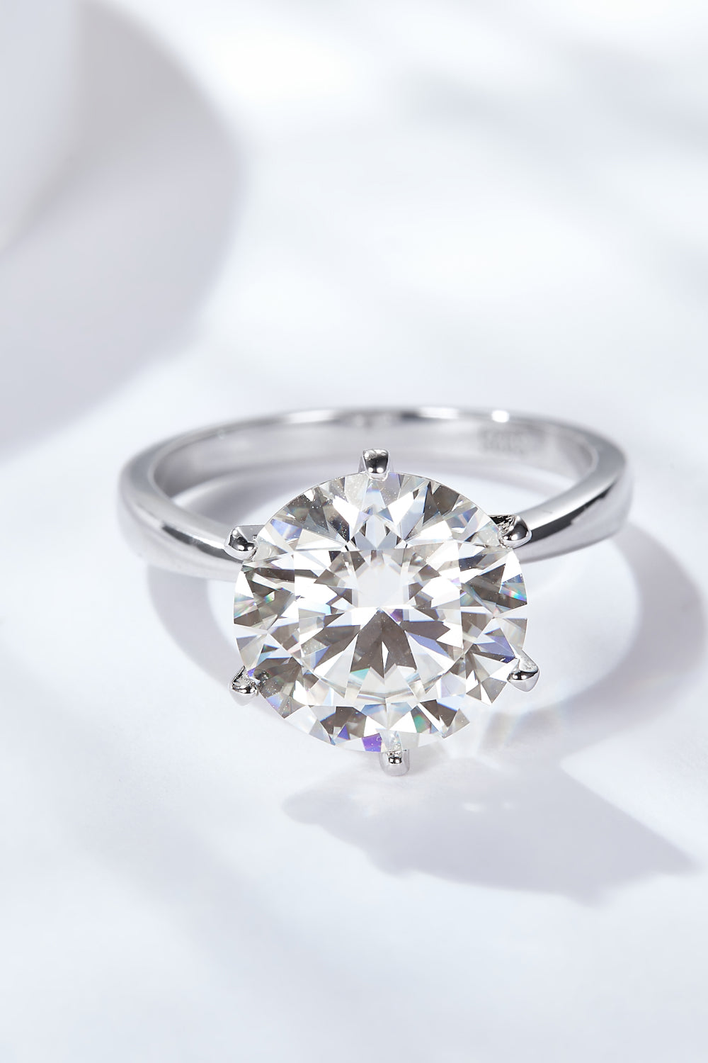 Luxe Gleam Platinum-Plated 5 Carat Moissanite Solitaire Ring