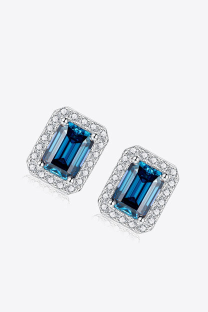 Indigo Gleam 2 Carat Moissanite Stud Earrings