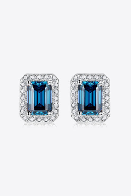 Indigo Gleam 2 Carat Moissanite Stud Earrings