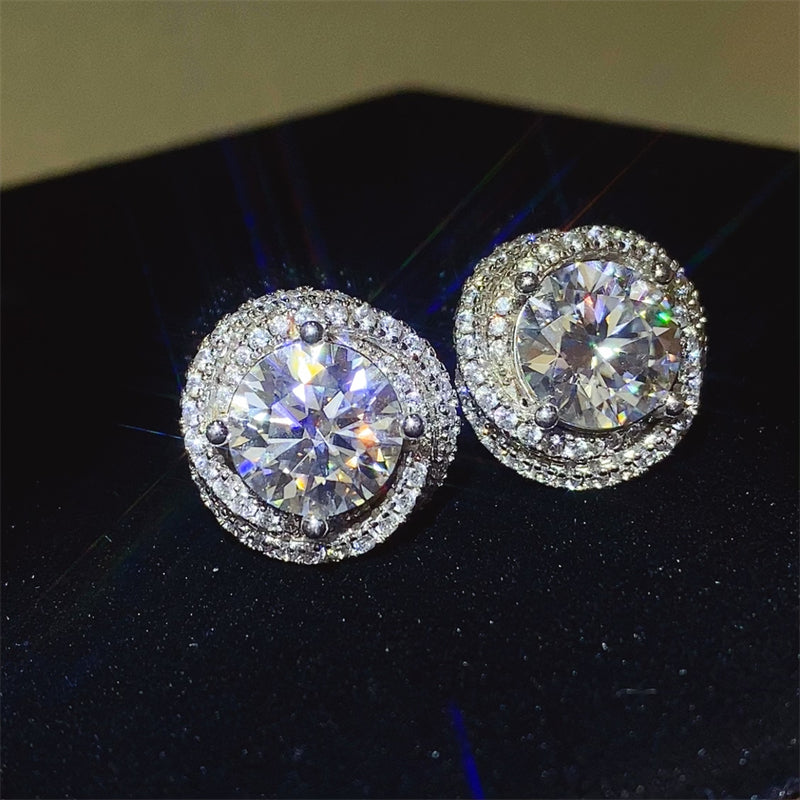 Radiant Sparkle 6 Carat Moissanite Sterling Silver Earrings