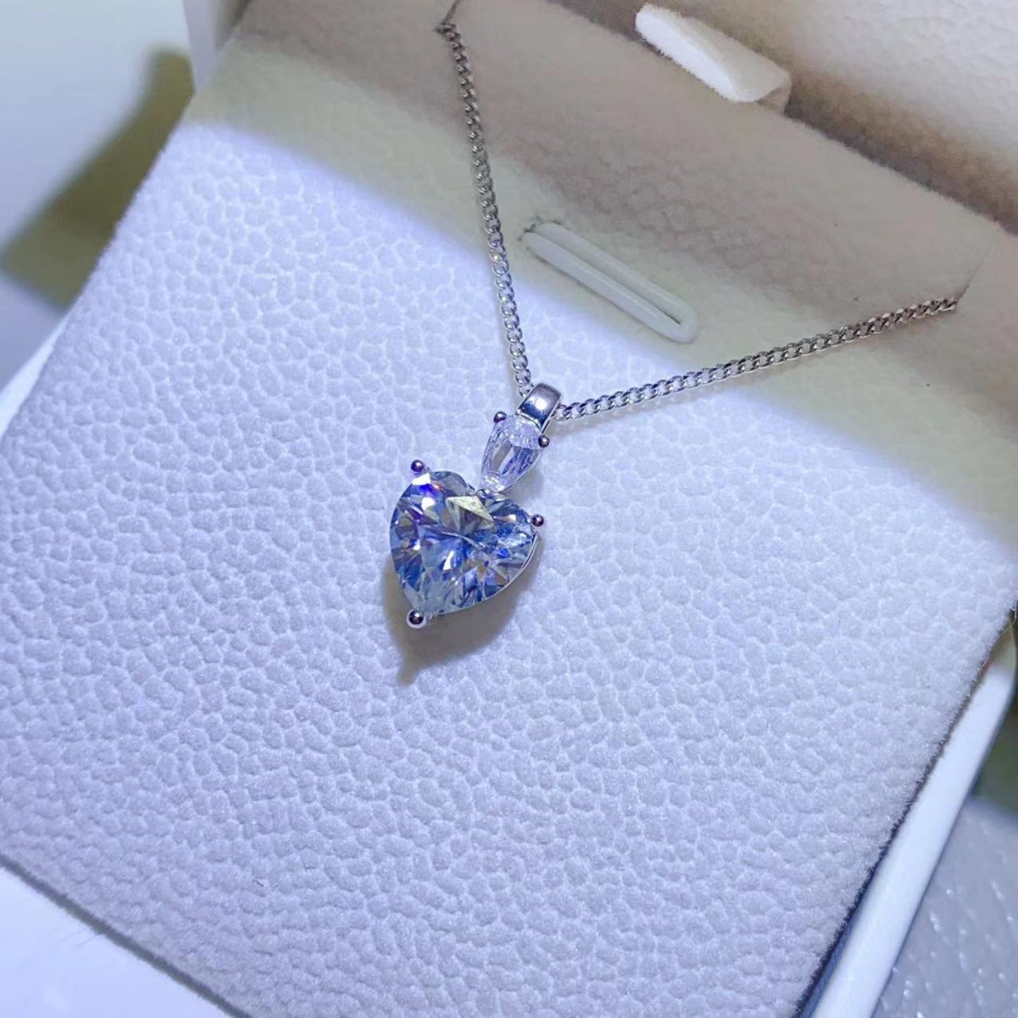 Hearts Aglow 2 Carat Moissanite Sterling Silver Pendant Necklace