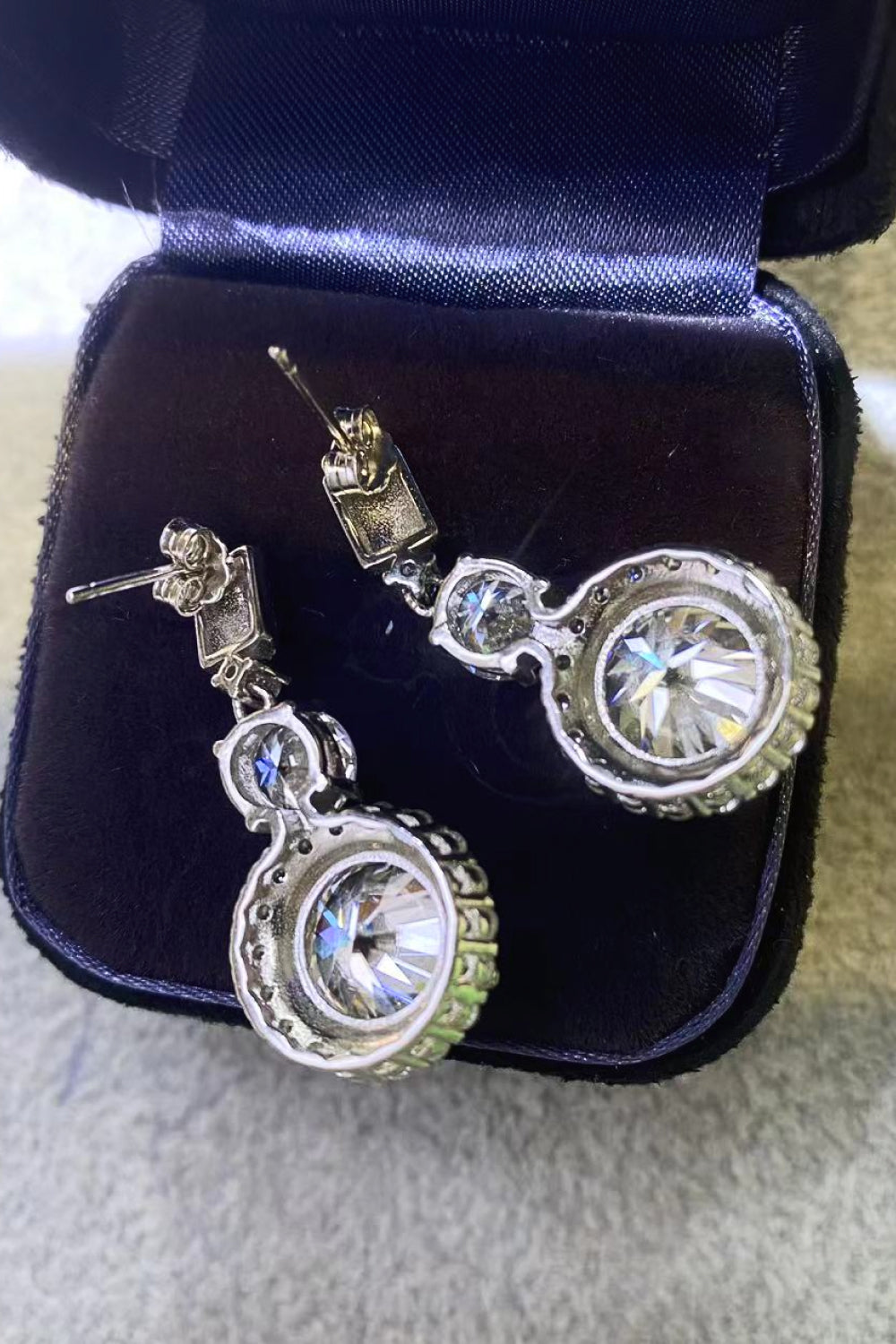 Luminous Drops 12 Carat Moissanite Platinum-Plated Earrings