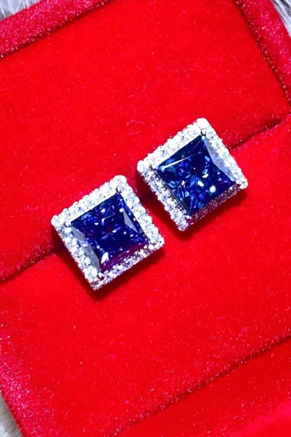 Radiant Square 4 Carat Moissanite Sterling Silver Earrings