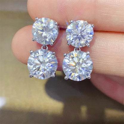 Stellar Radiance 10 Carat Moissanite Silver Earrings