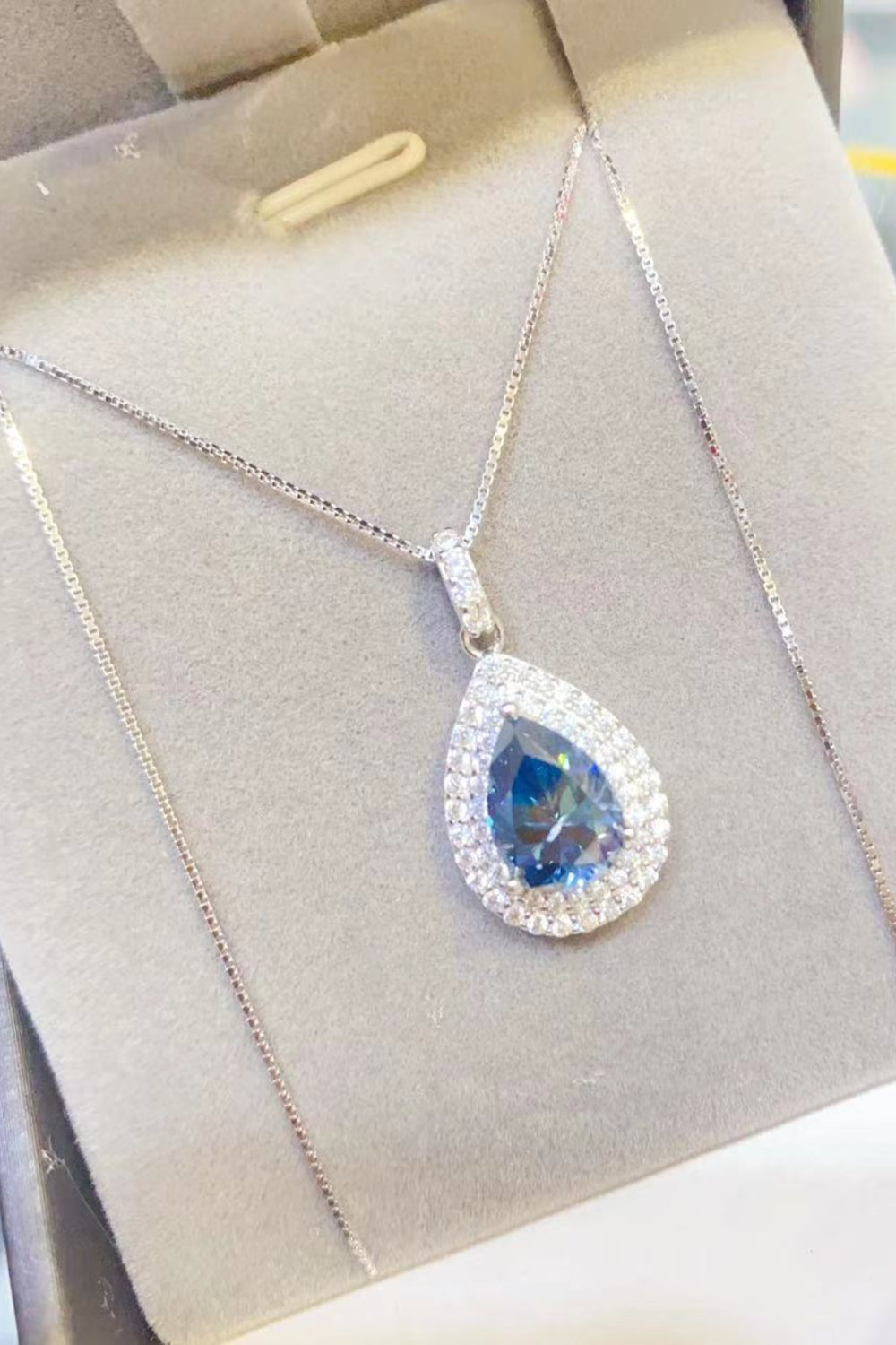 Serene Drop 2 Carat Moissanite Teardrop Necklace