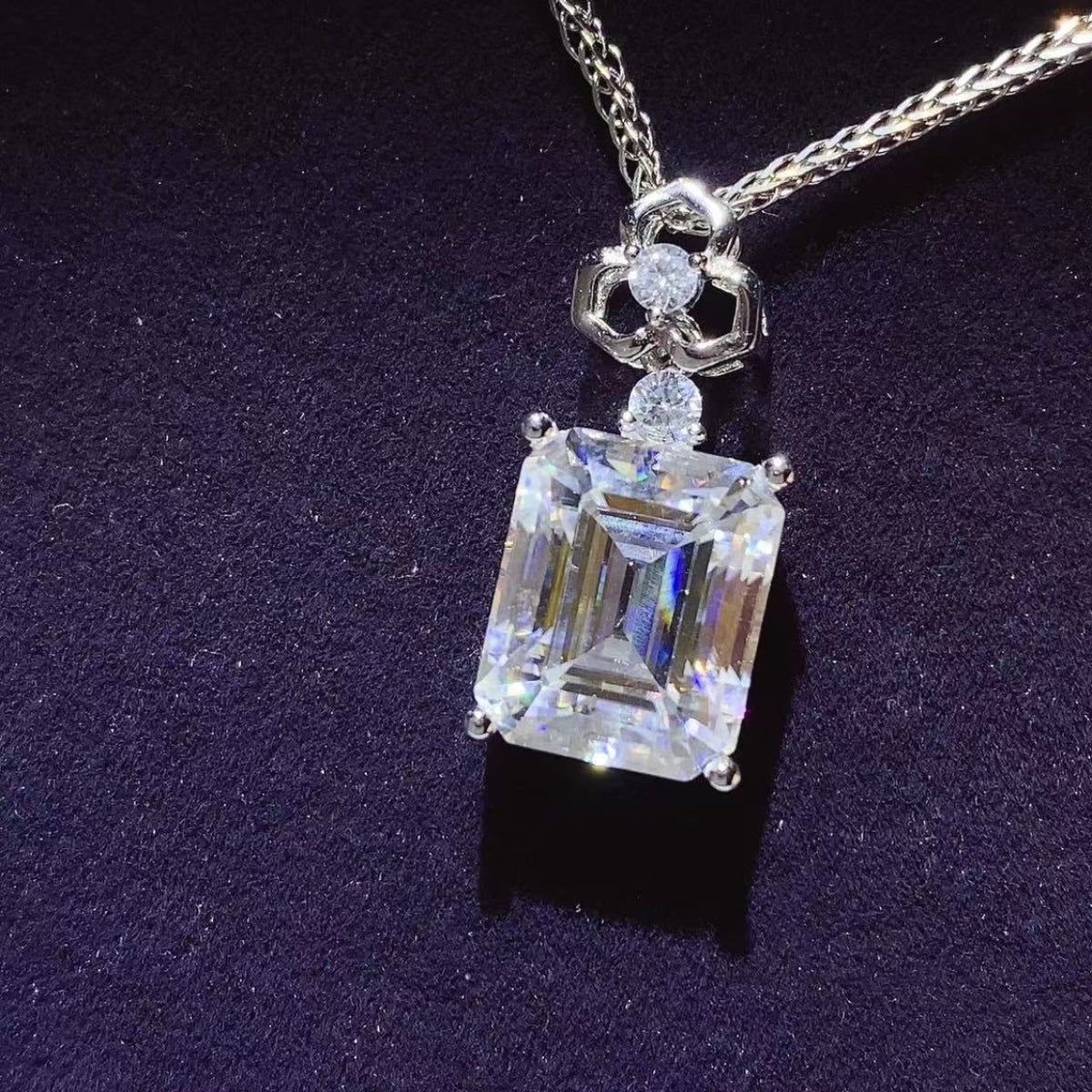 Celestial Glow 5 Carat Moissanite Silver Necklace