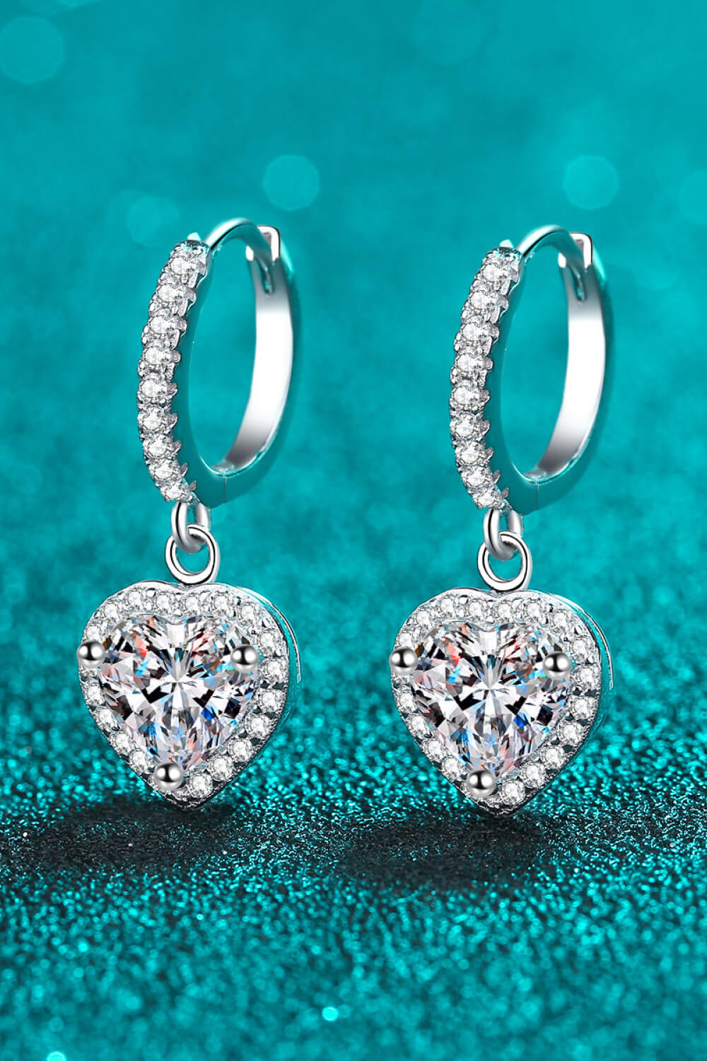 Hearts Aglow 2 Carat Moissanite Heart-Shaped Drop Earrings