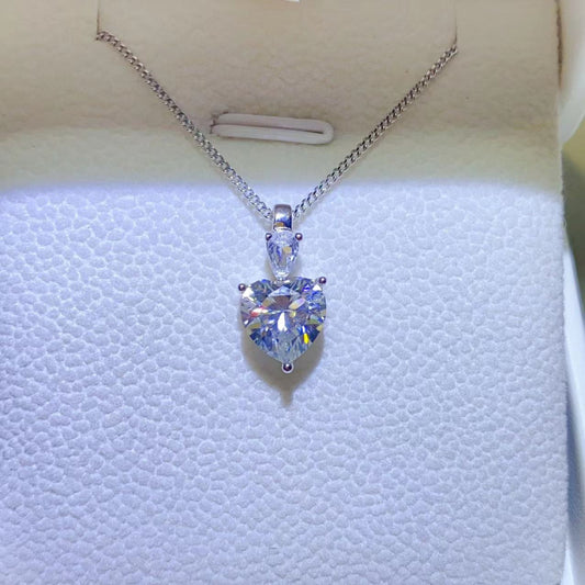 Hearts Aglow 2 Carat Moissanite Sterling Silver Pendant Necklace