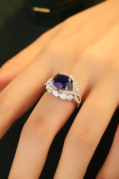 Midnight Radiance 5 Carat Lab-Grown Sapphire Platinum-Plated Ring