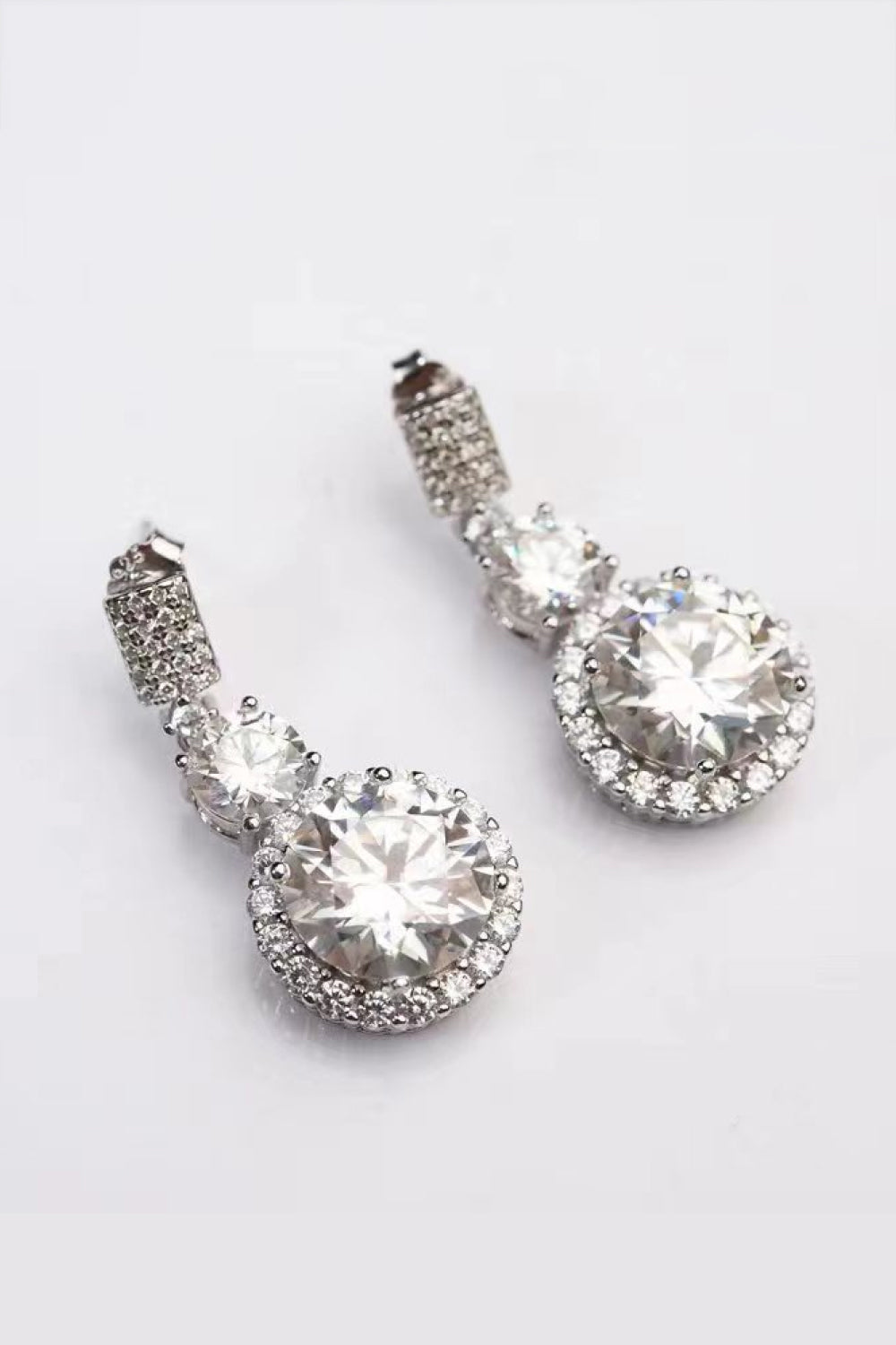 Luminous Drops 12 Carat Moissanite Platinum-Plated Earrings