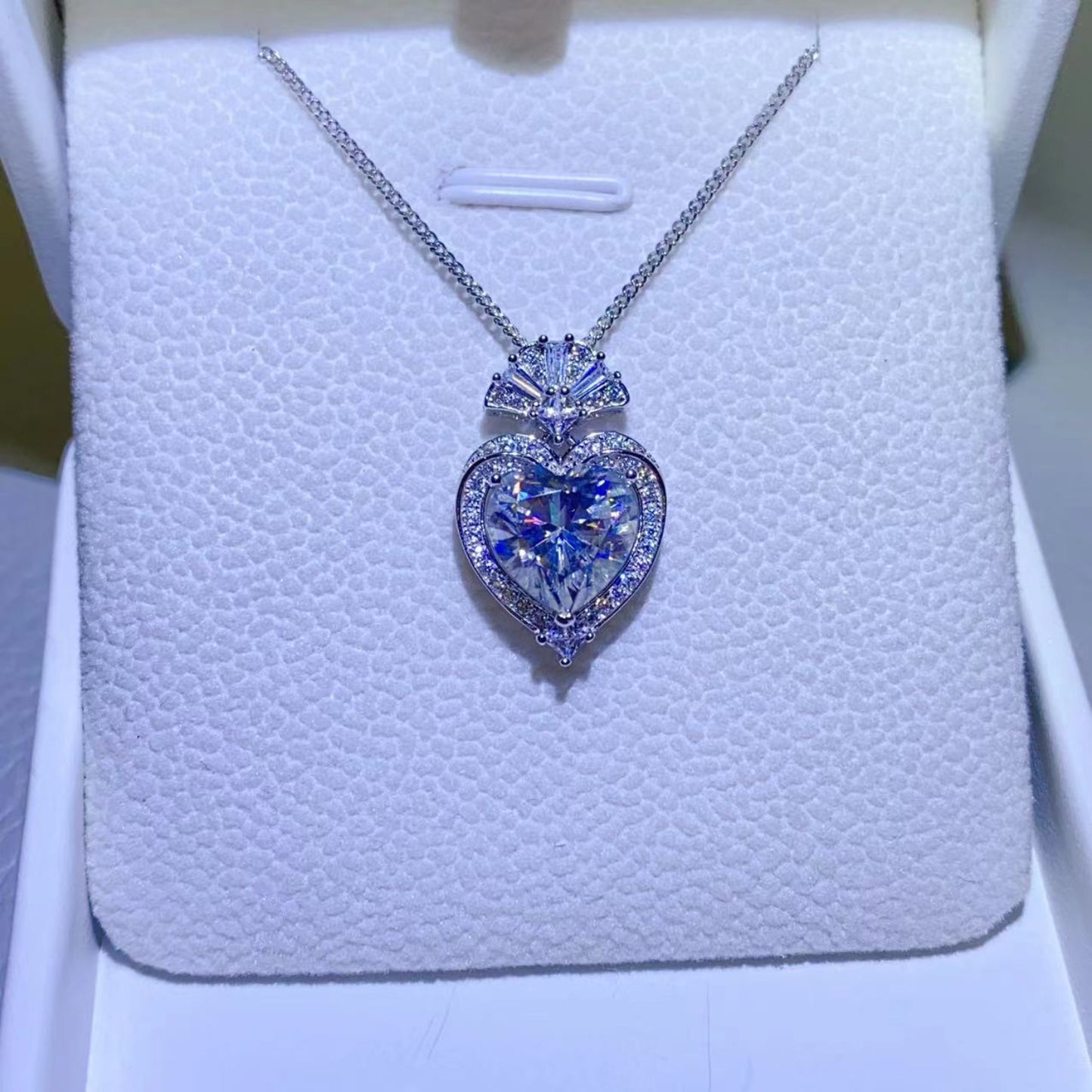 Heart’s Desire 3 Carat Moissanite Silver Pendant Necklace