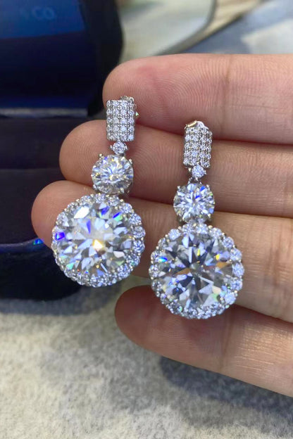 Luminous Drops 12 Carat Moissanite Platinum-Plated Earrings