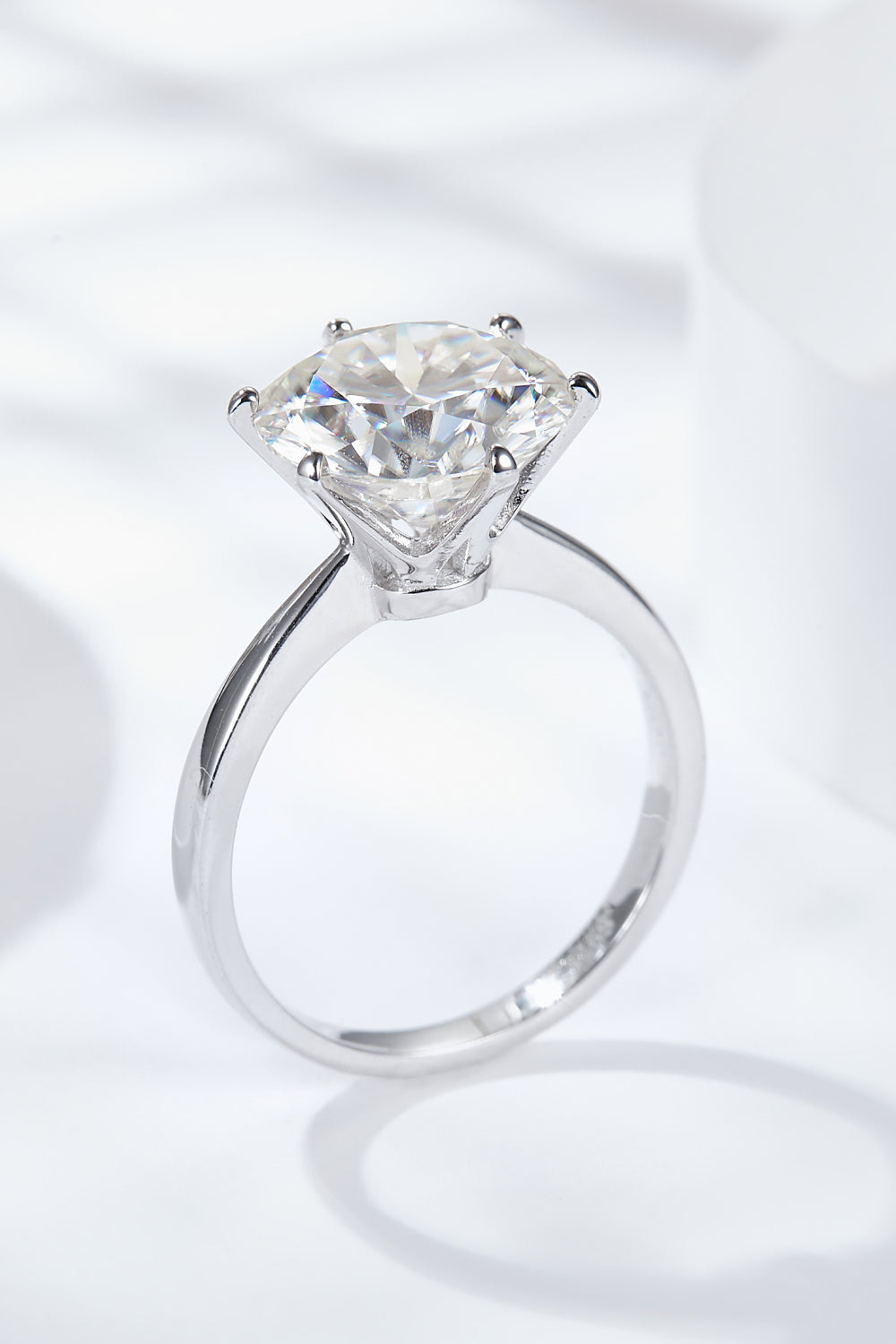 Luxe Gleam Platinum-Plated 5 Carat Moissanite Solitaire Ring