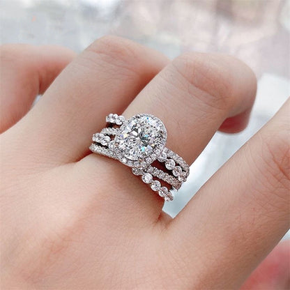 Dazzling Layers 3 Carat Moissanite Silver Ring