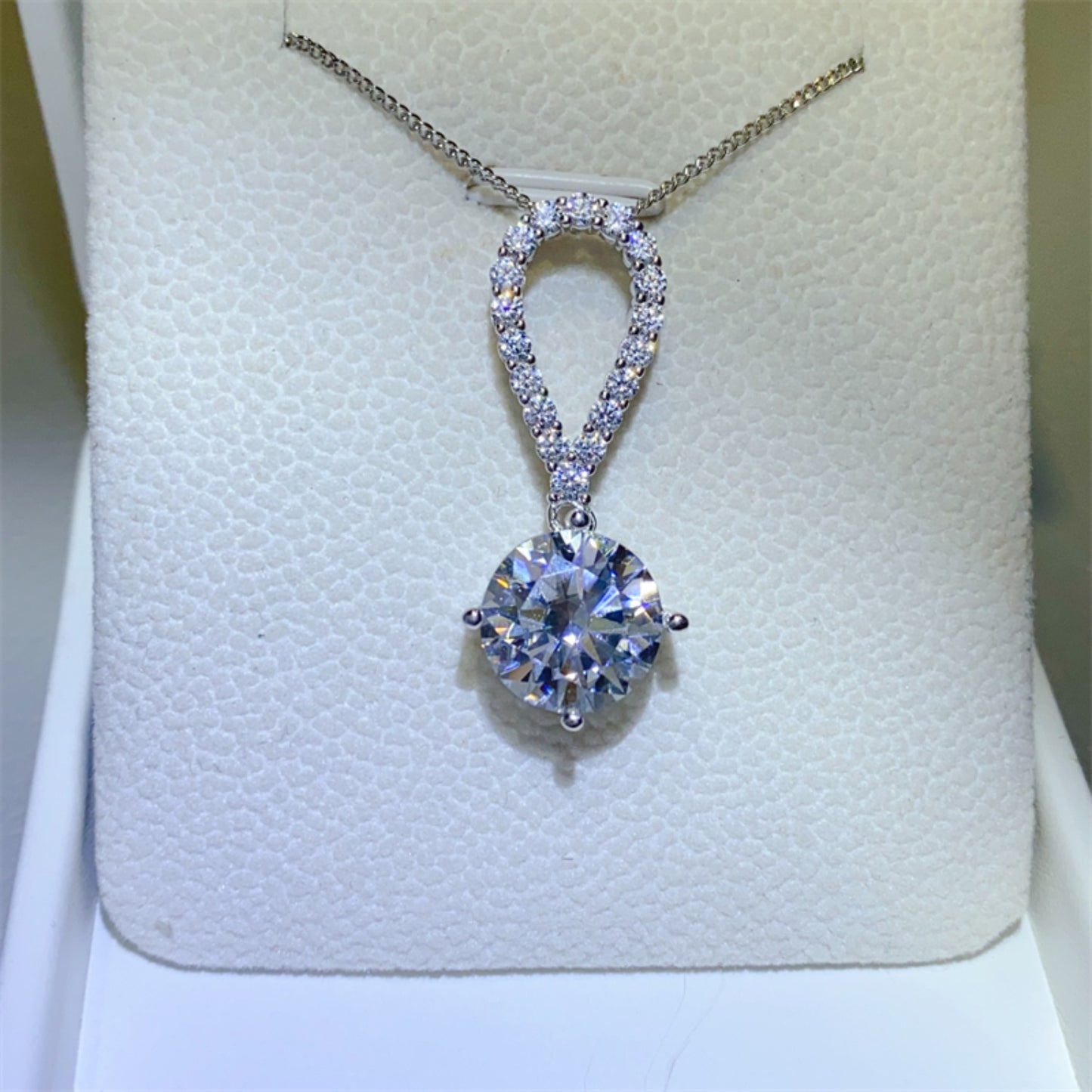 Eternal Drop 5 Carat Moissanite Sterling Silver Teardrop Necklace