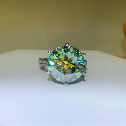 Radiant Majesty 10 Carat Moissanite Silver Ring