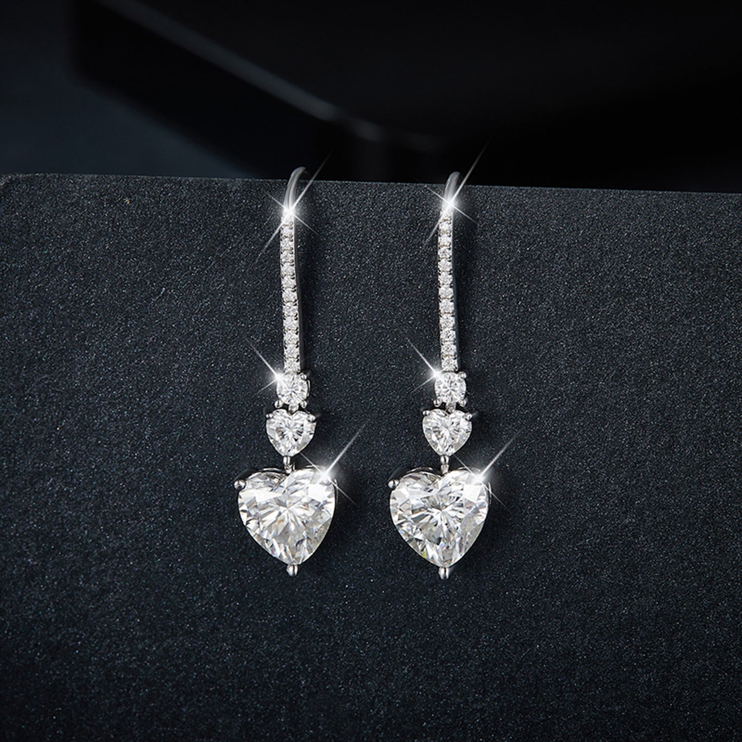 Eternal Love 5.44 Carat Moissanite Heart Drop Earrings