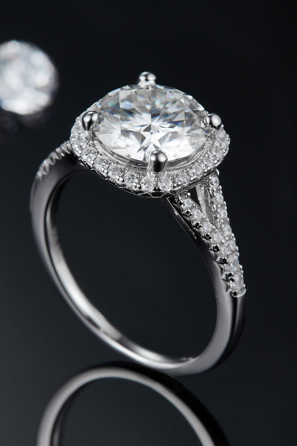 Halo Glow 3 Carat Moissanite Platinum-Plated Ring