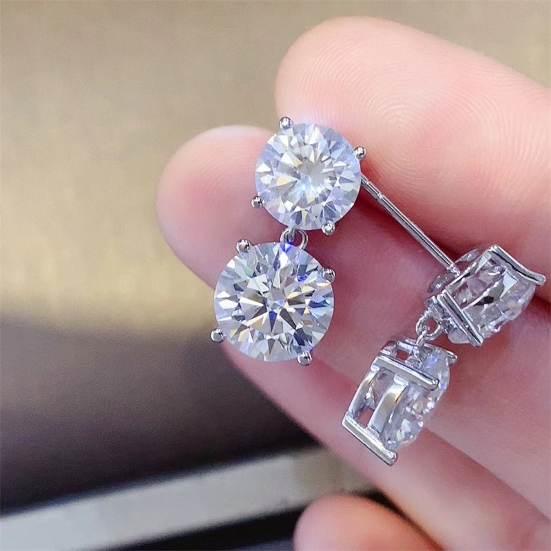 Stellar Radiance 10 Carat Moissanite Silver Earrings