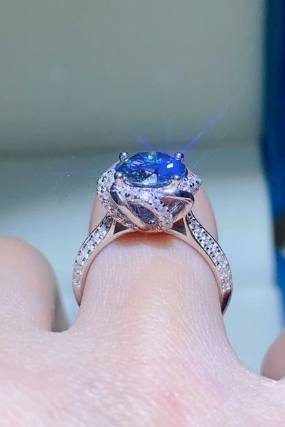 Ocean Twilight 2 Carat Cobalt Blue Moissanite Silver Ring