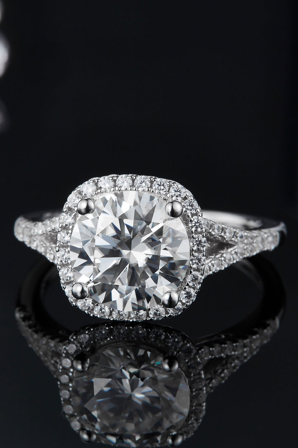 Halo Glow 3 Carat Moissanite Platinum-Plated Ring