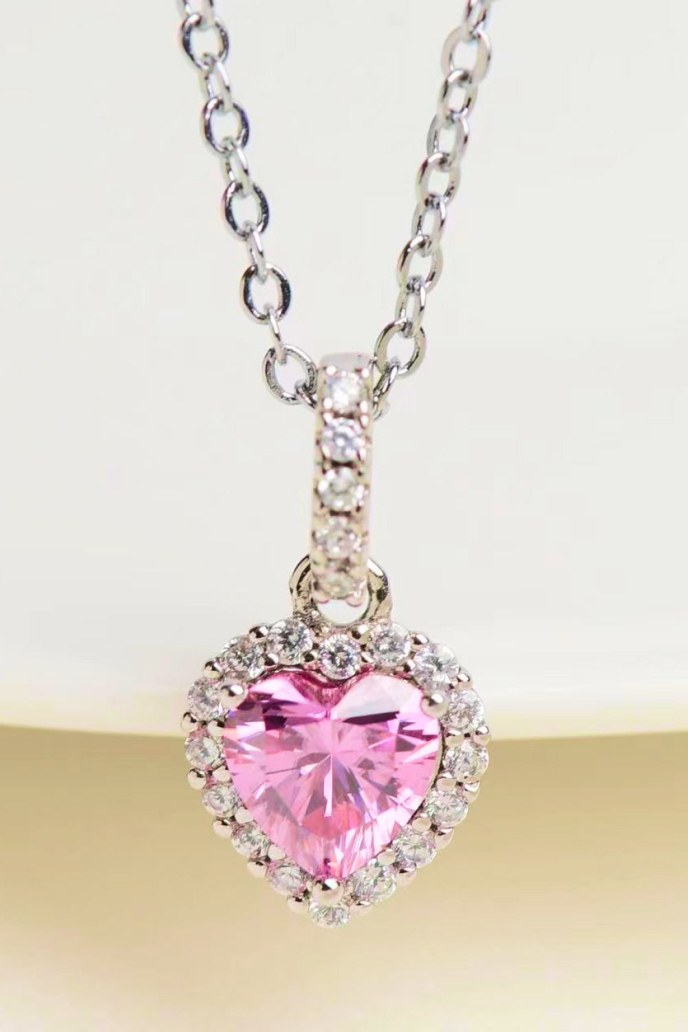 Blushing Heart 1 Carat Moissanite Sterling Silver Necklace