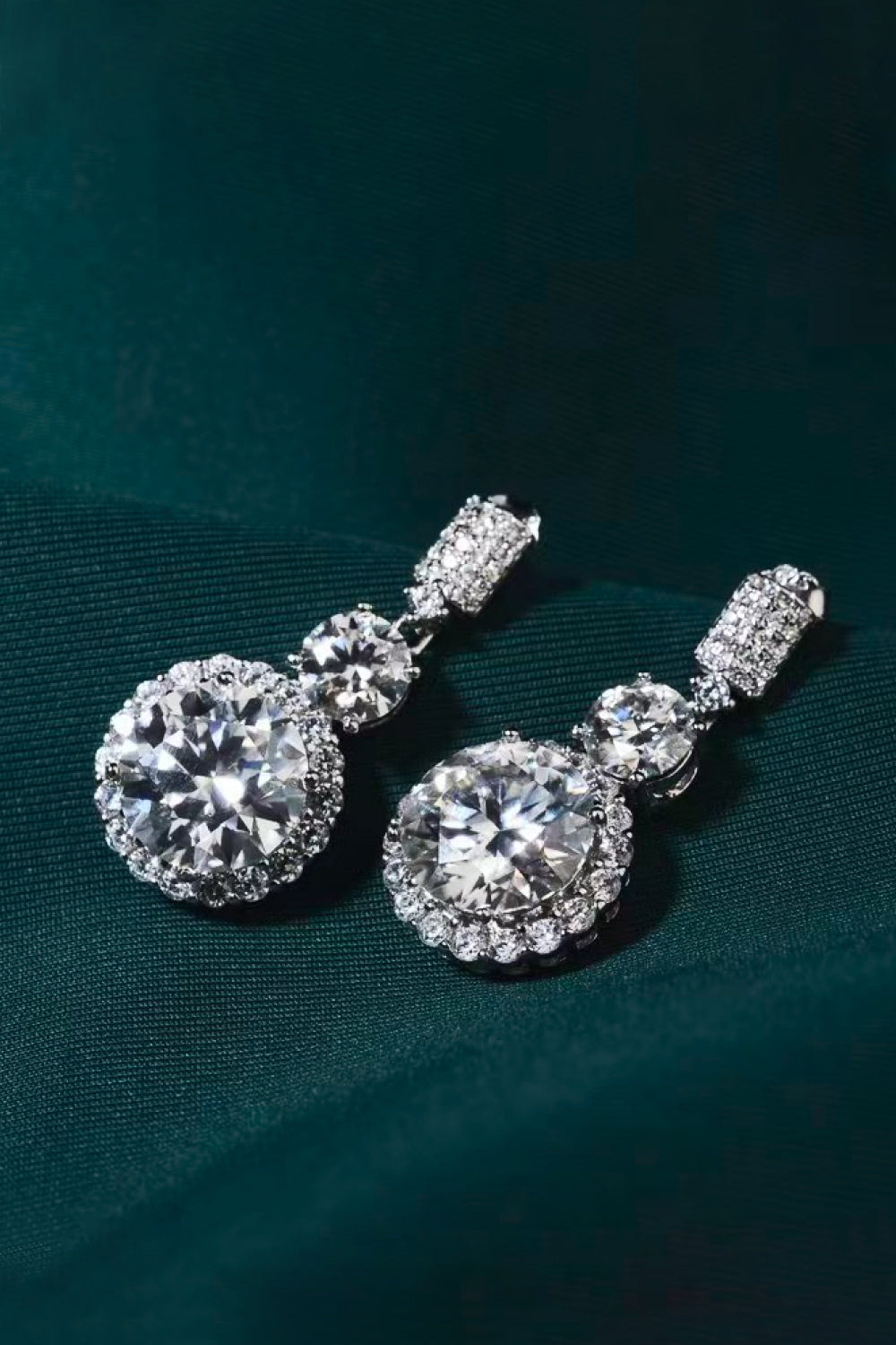 Luminous Drops 12 Carat Moissanite Platinum-Plated Earrings