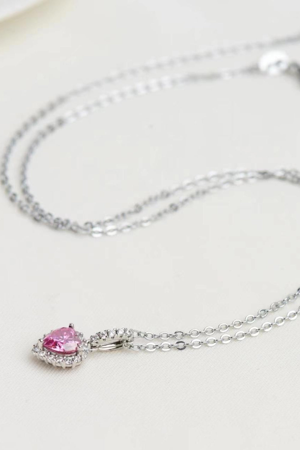 Blushing Heart 1 Carat Moissanite Sterling Silver Necklace