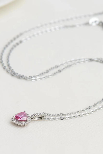 Blushing Heart 1 Carat Moissanite Sterling Silver Necklace