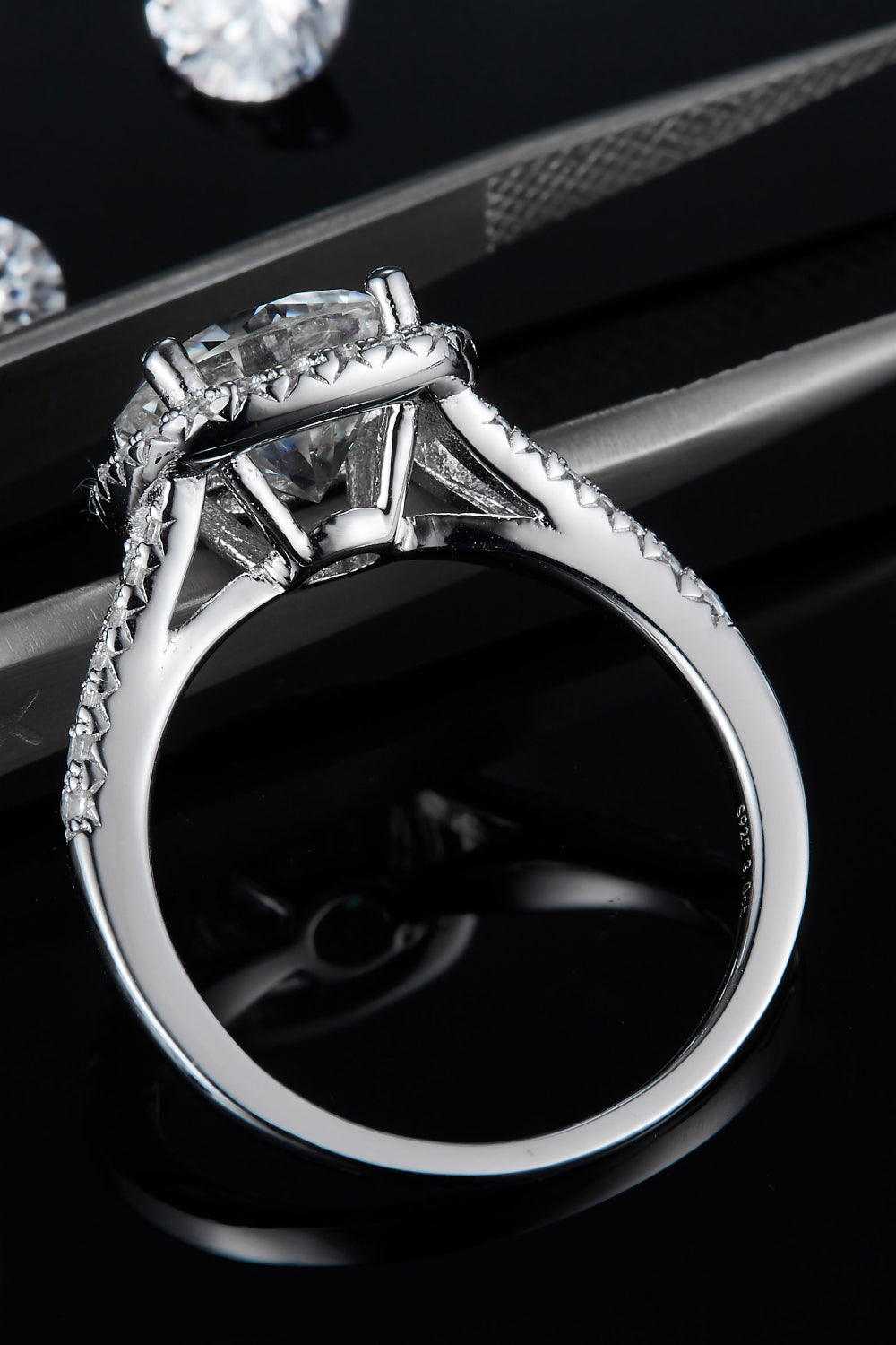 Halo Glow 3 Carat Moissanite Platinum-Plated Ring